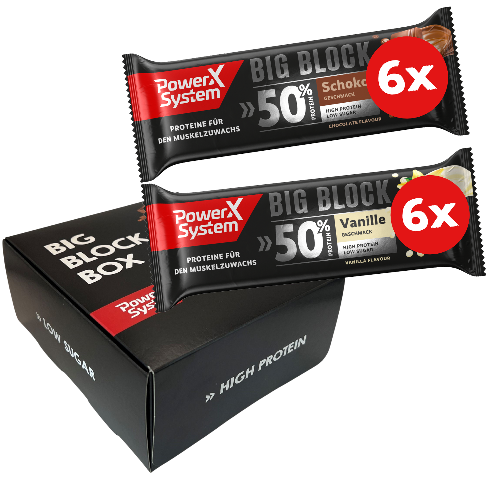 Big Block Mix Pack Schoko Vanille - 12 x 100g