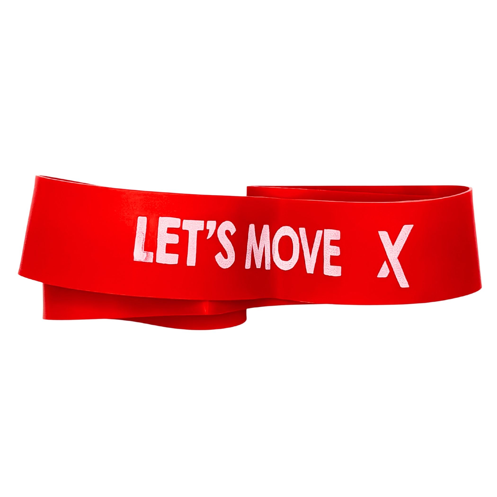 rotes Fitnessband 60cm mit Let's Move Schriftzug