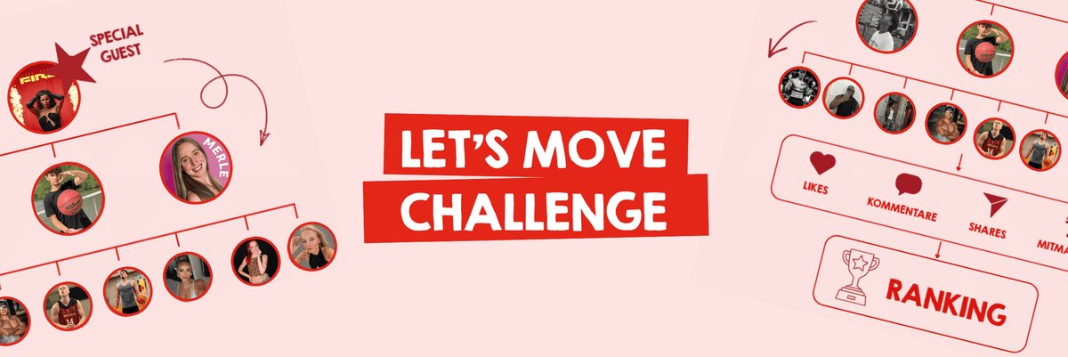 Introbild zur neuen Lets Move Challenge, die mit Zeichnungen den Ablauf skizziert und Interesse weckt