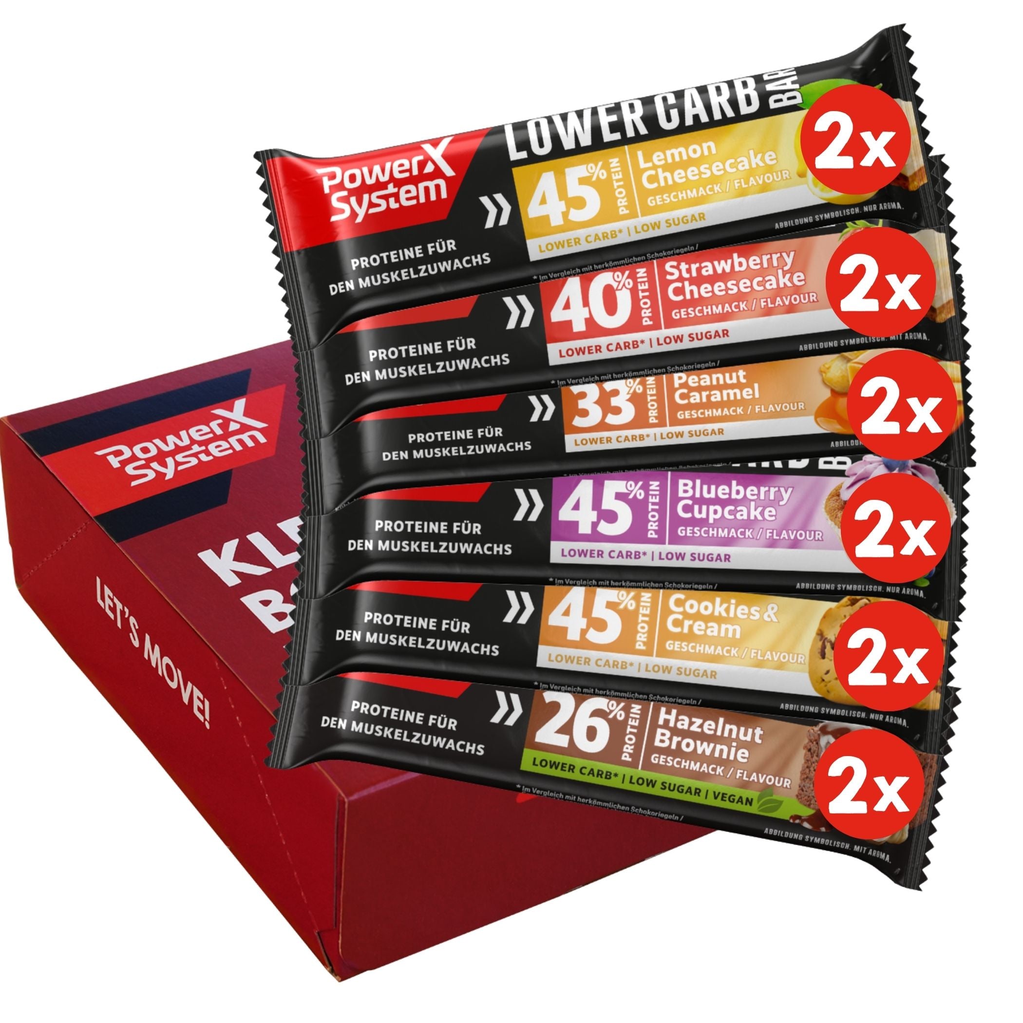 Probierset mit allen 6 Lower Carb Riegeln