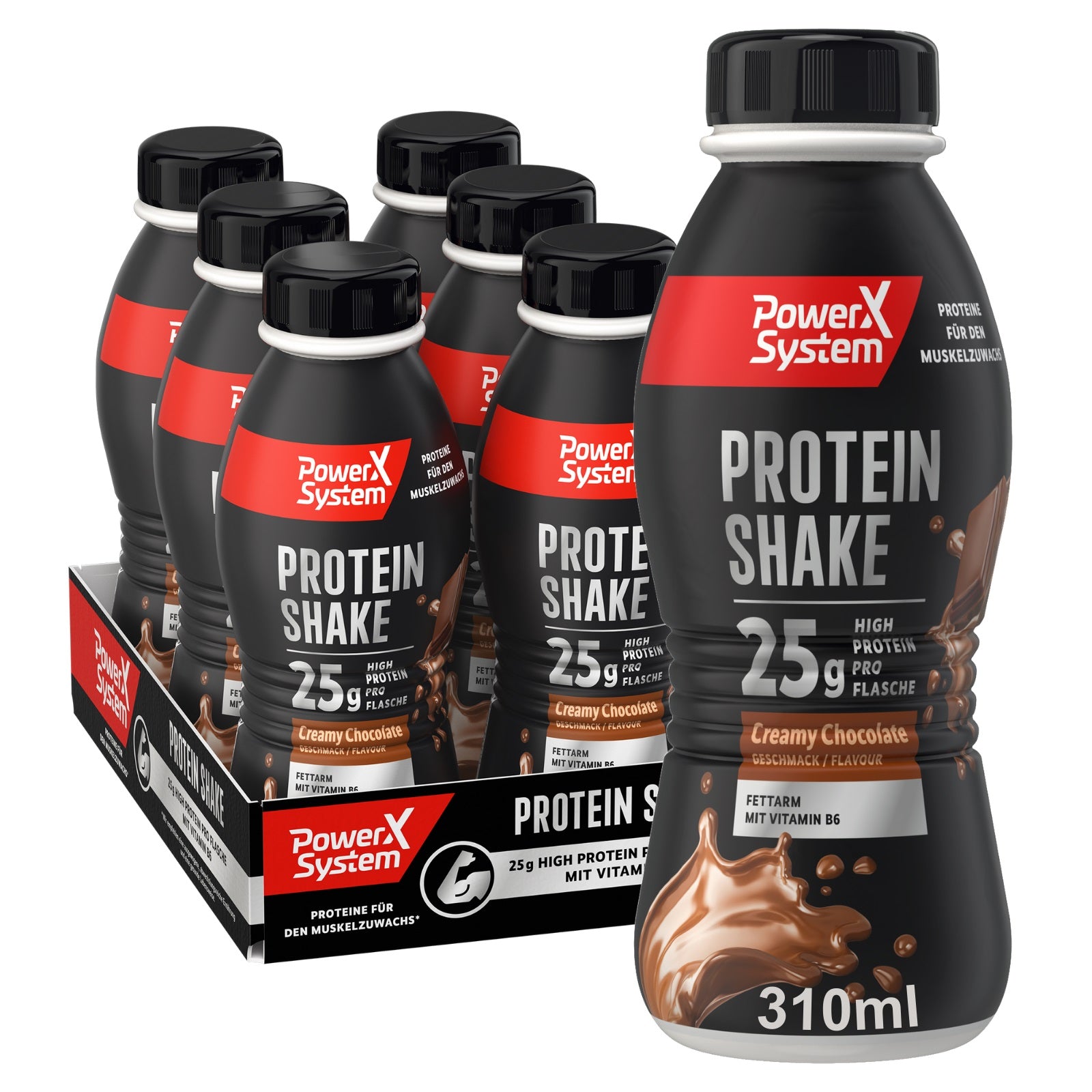Paket mit 6 Flaschen Protein Shake Schoko