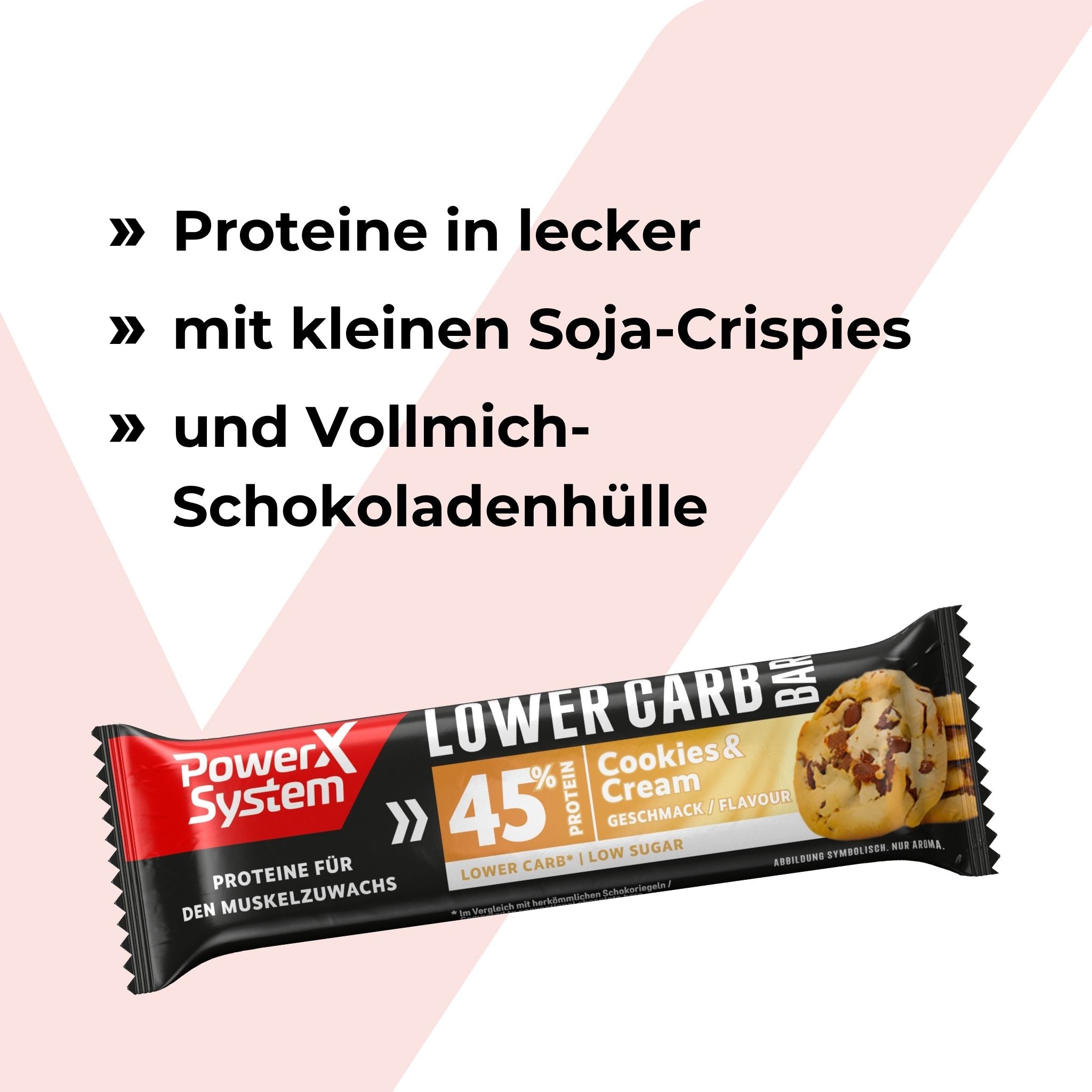 Lower Carb Proteinriegel mit kleinen Soja Crispies und Vollmich Schoko-Hülle