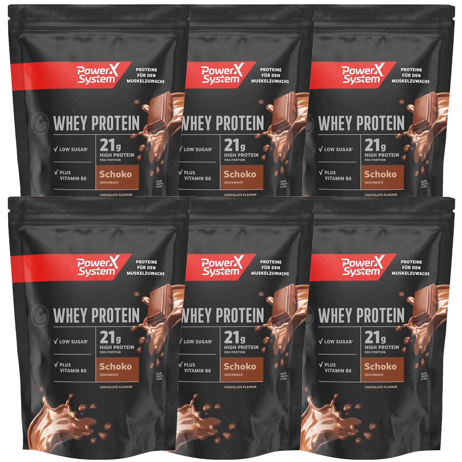 Whey Proteinpulver Schokolade 6 Beutel mit je 420 Gramm