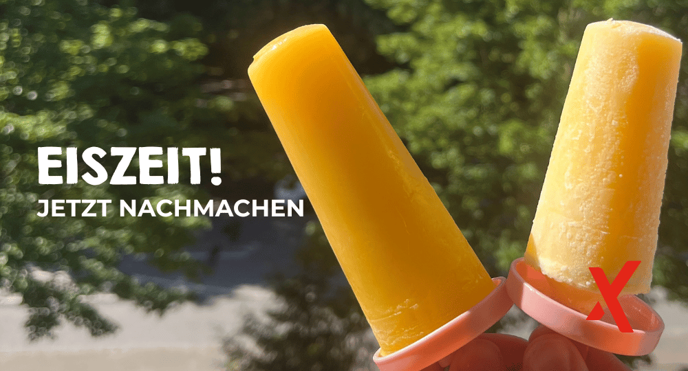 Zwei Zitronen-Eis am Stiel und der Aufruf: Eiszeit, jetzt nachmachen!