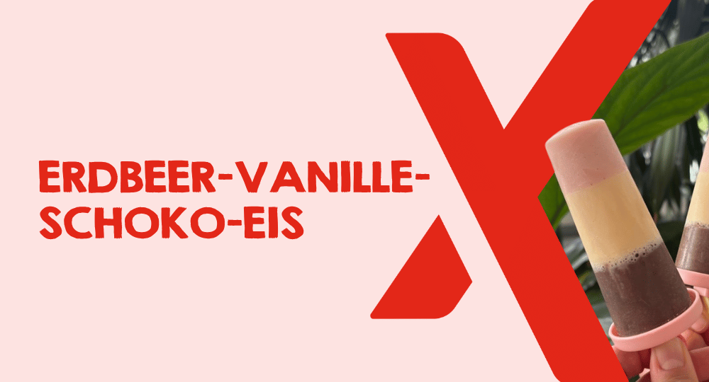 Stimmungsbild für ein seltstgemachtes Erdbeer-Vanille-Schoko Eis