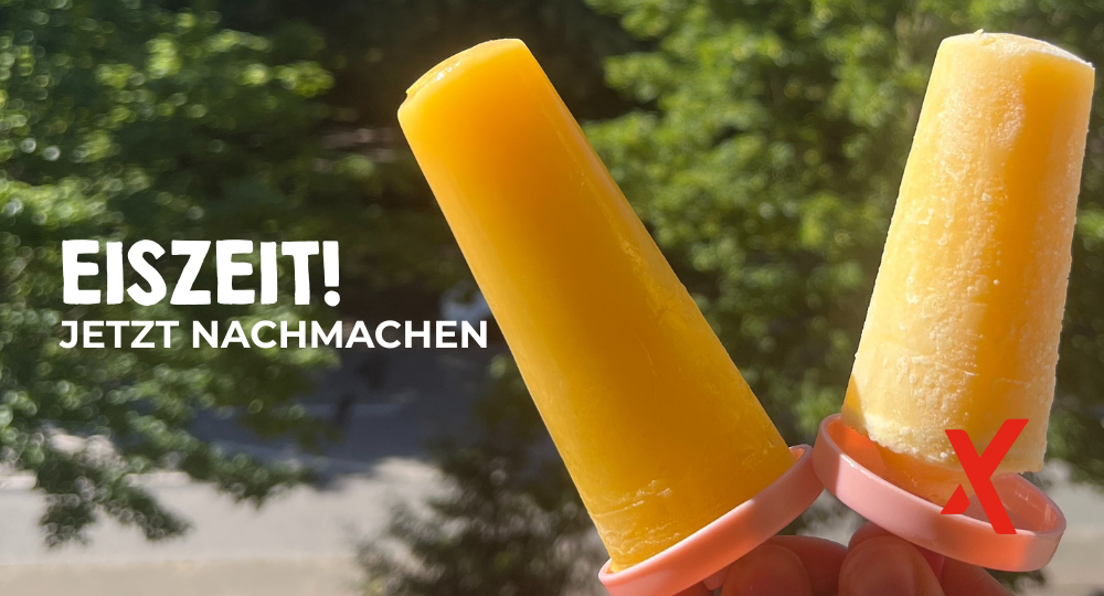 Zwei Zitronen-Eis am Stiel und der Aufruf: Eiszeit, jetzt nachmachen!