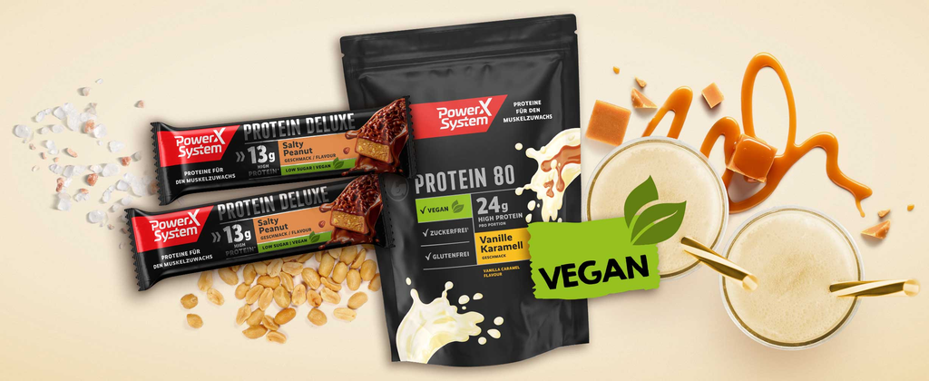 vegane Protein Riegel Eiweißpulver und Cookies