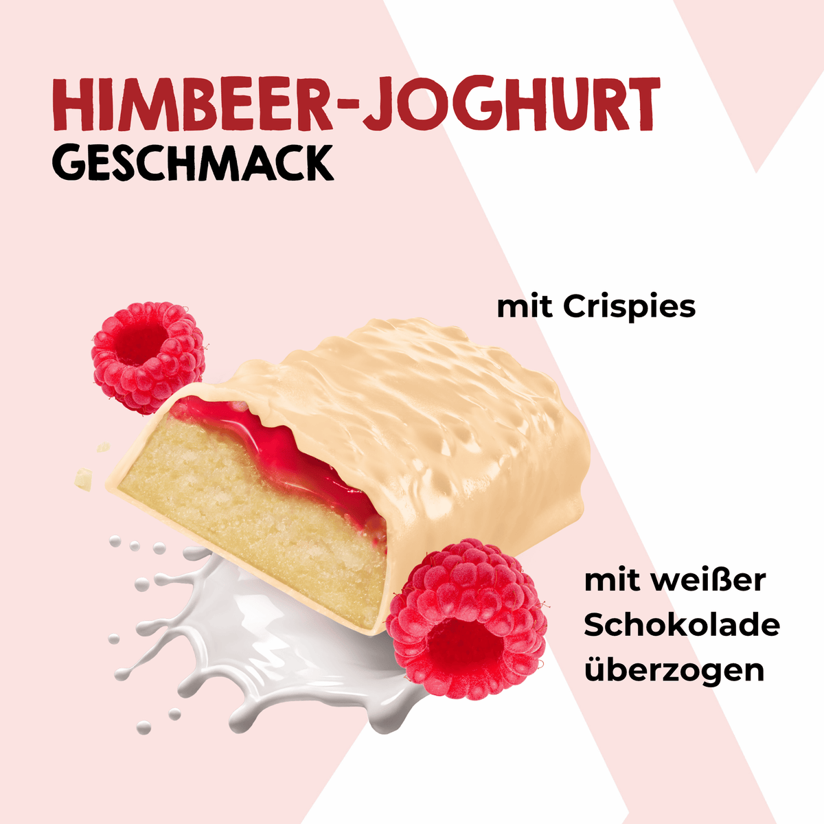 Leckerer Himbeer-Joghurt Riegel mit Crispies und weißer Schokolade