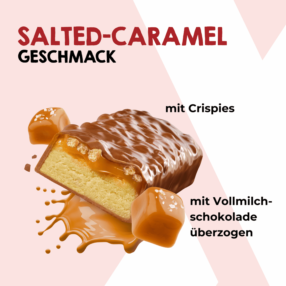 Leckerer Salted Caramel Riegel mit Crispies und Vollmilchschokolade