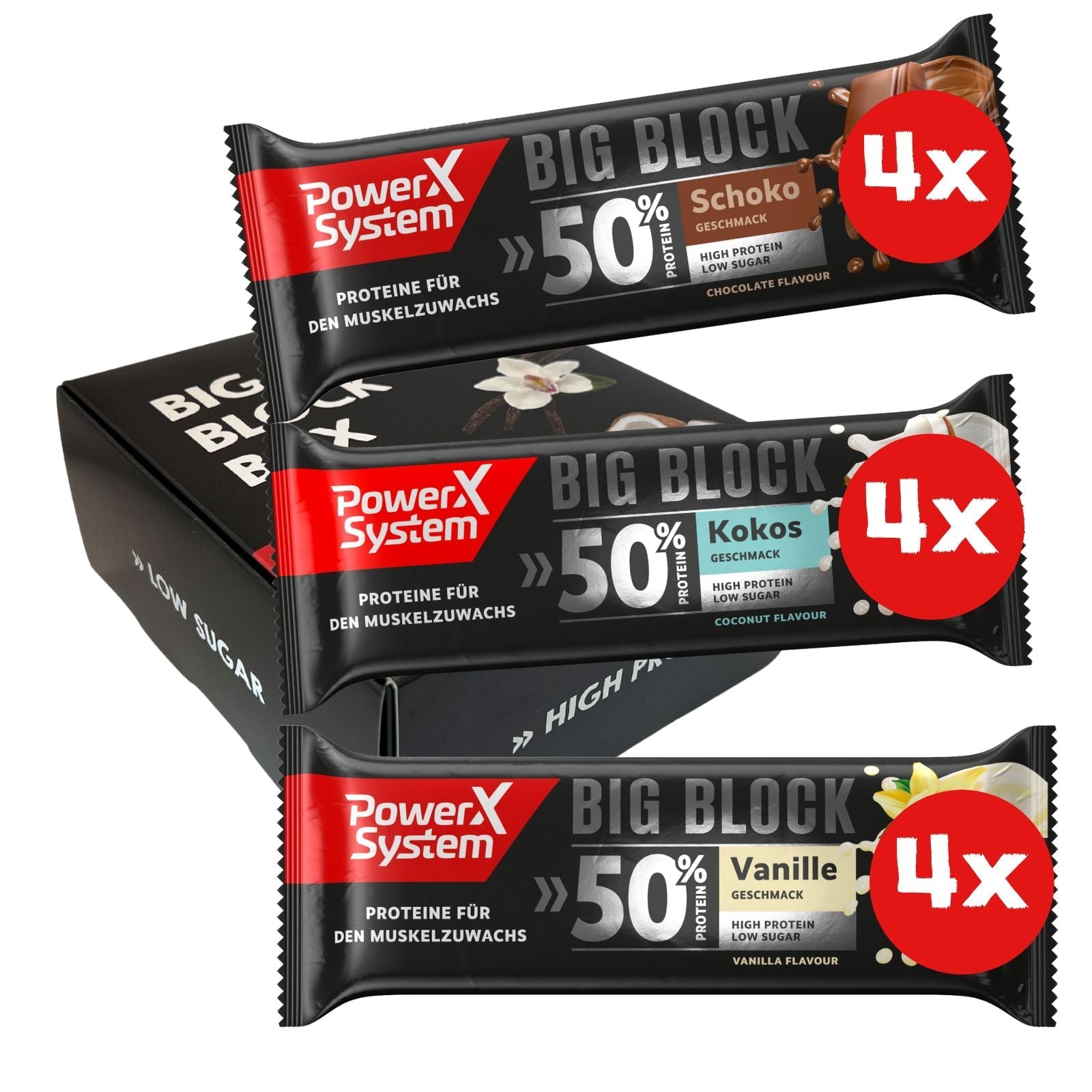 Big Block Mix Pack Kokos Schoko Vanille - 12 x 100g