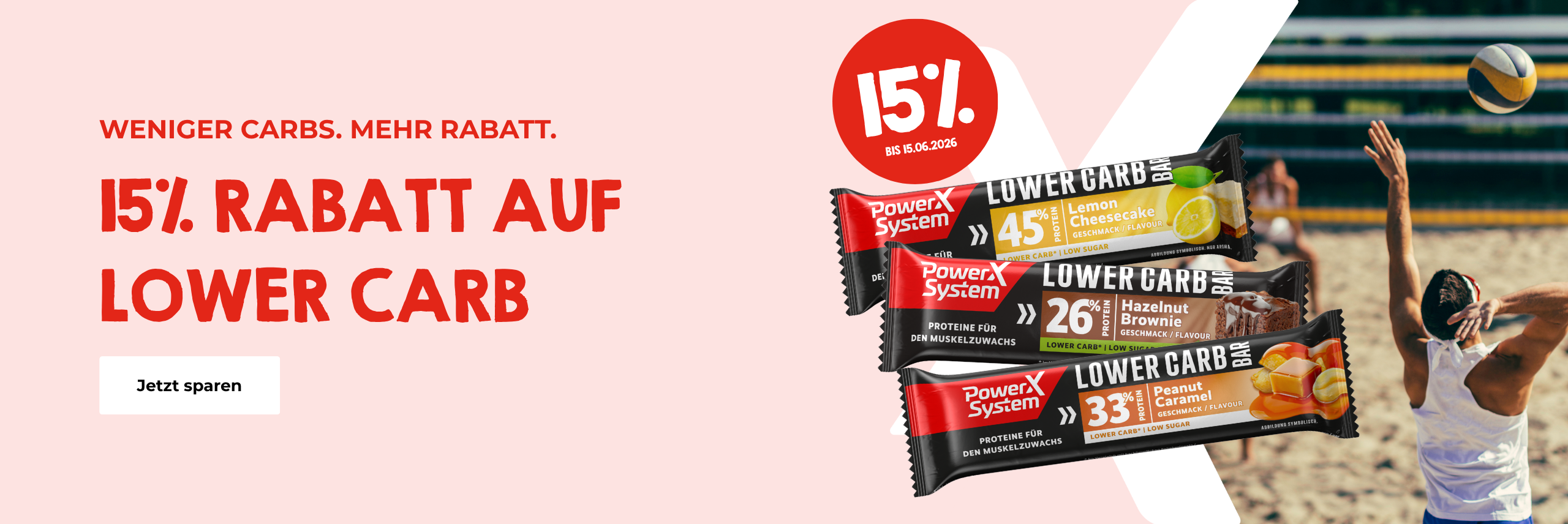15% Rabatt auf Lower Carb Riegel