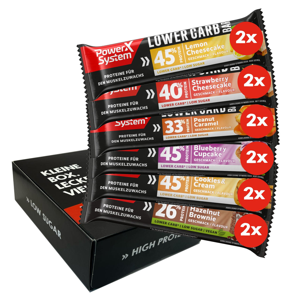 Probierset mit allen 6 Lower Carb Riegeln