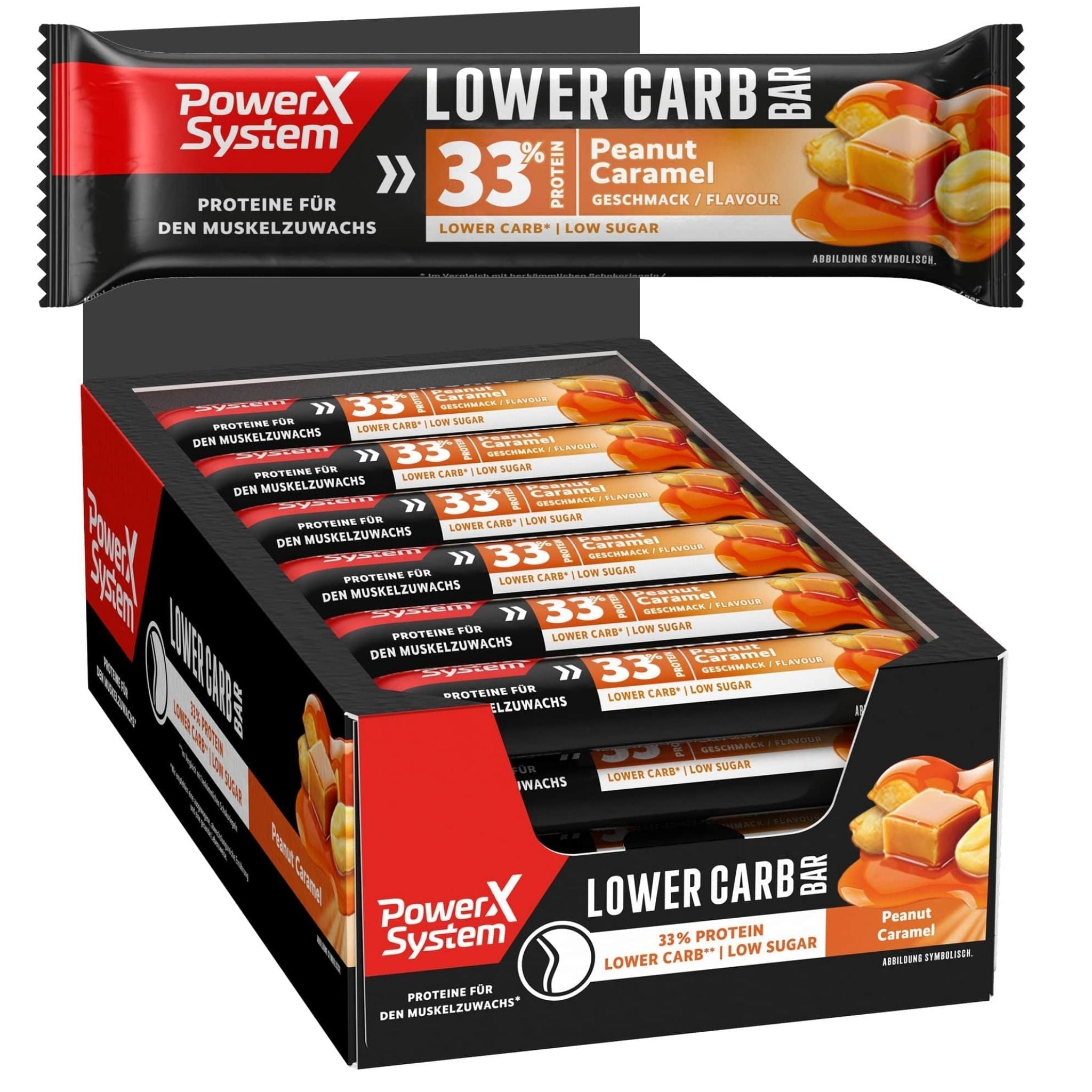 Lower Carb Proteinriegel Peanut Caramel im 18er Karton