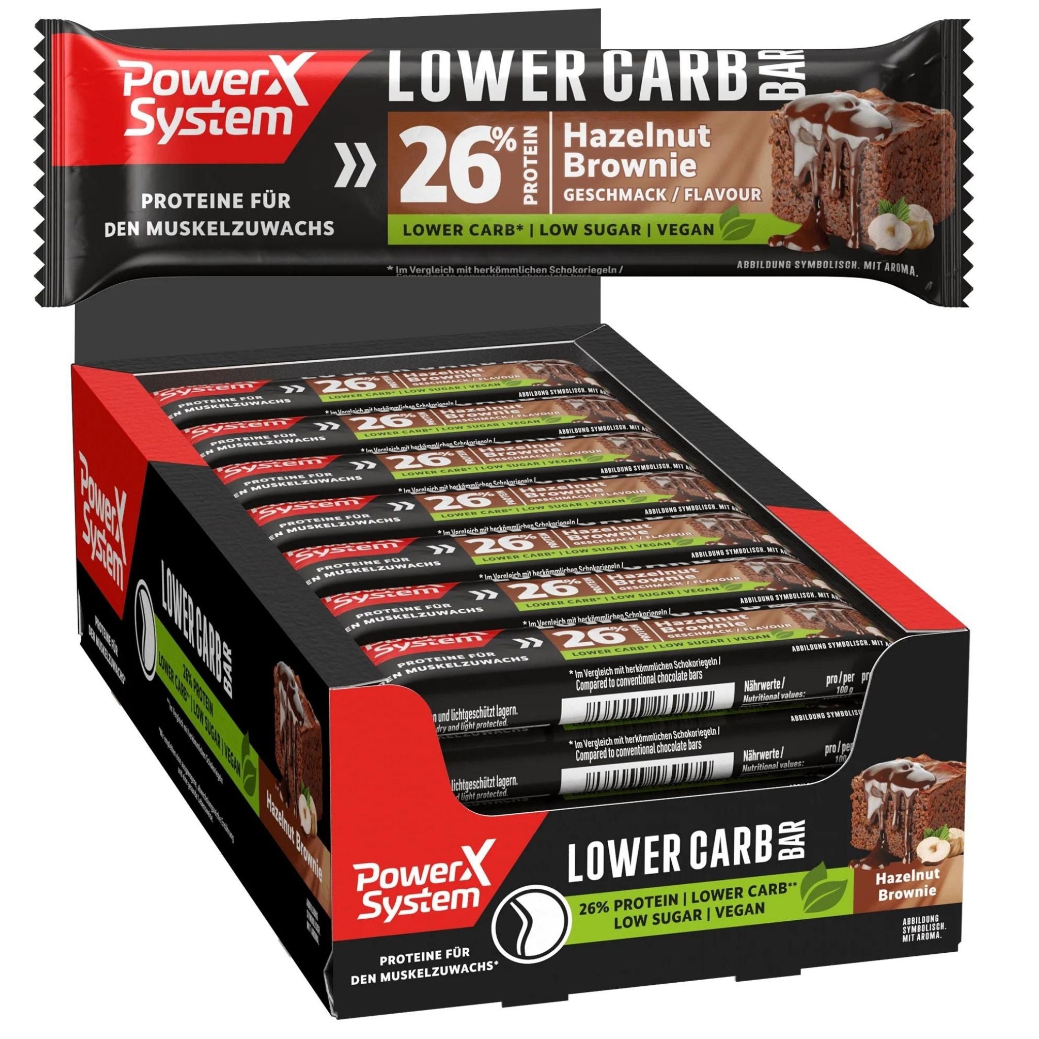 Vegan Hazelnut Brownie, 28 x 40g Karton | Lower Carb Bar Vegan Hazelnut Brownie 28 x 40g Tray